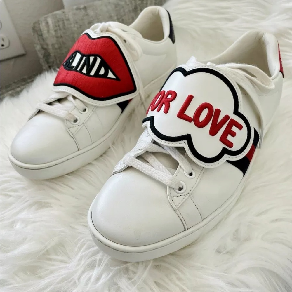 Gucci Ace Blind For Love Sneakers Women Size 38 1/2